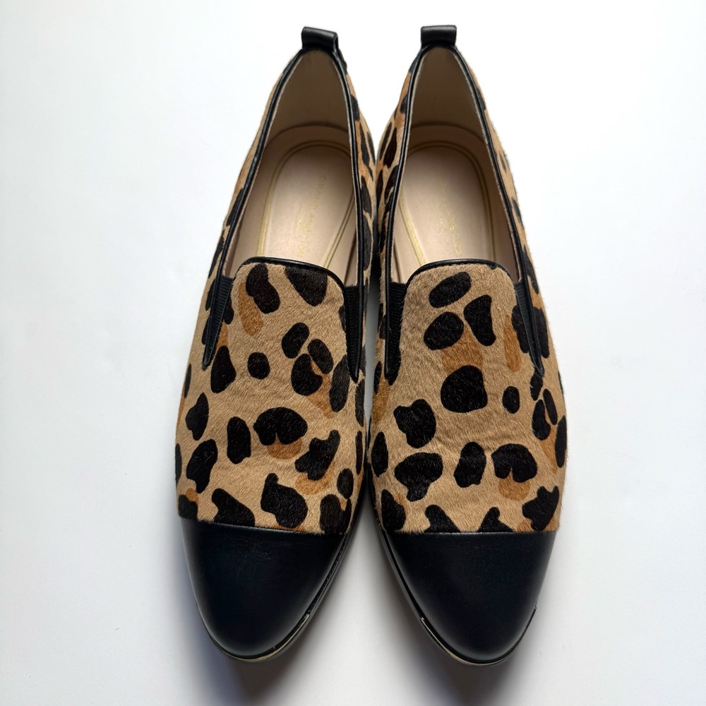 Cole Haan Leopard Print Flats with Black and Gold Accents Size 8